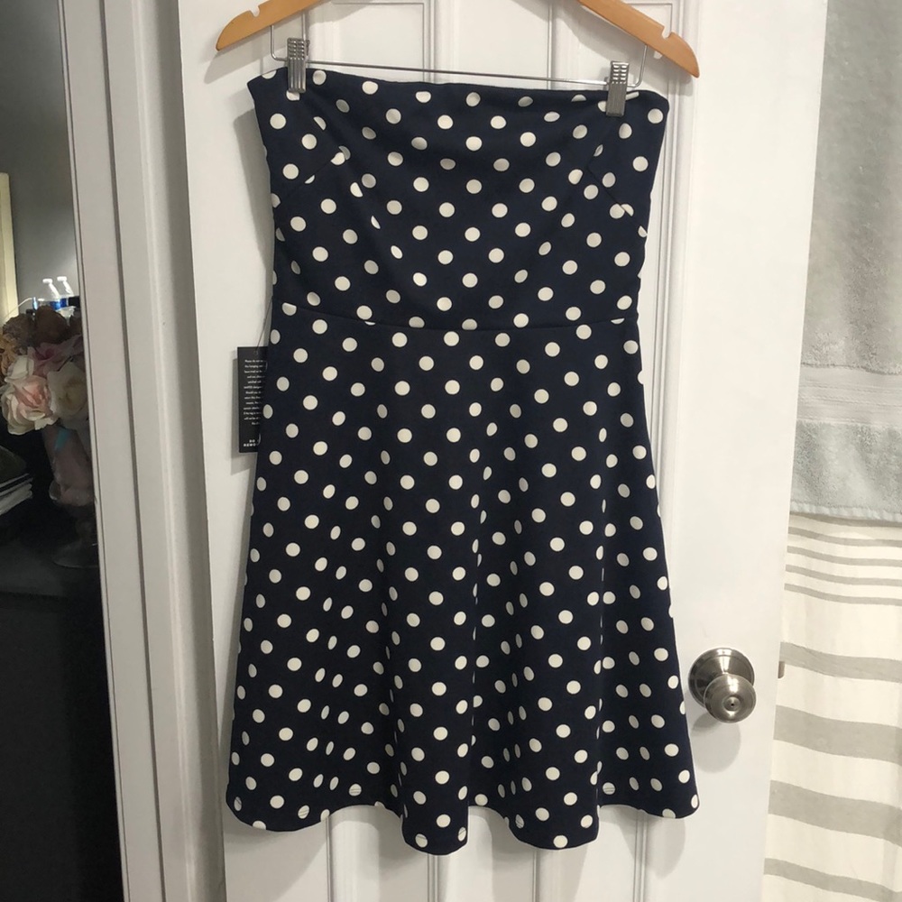 Polka Dot Strapless Dress